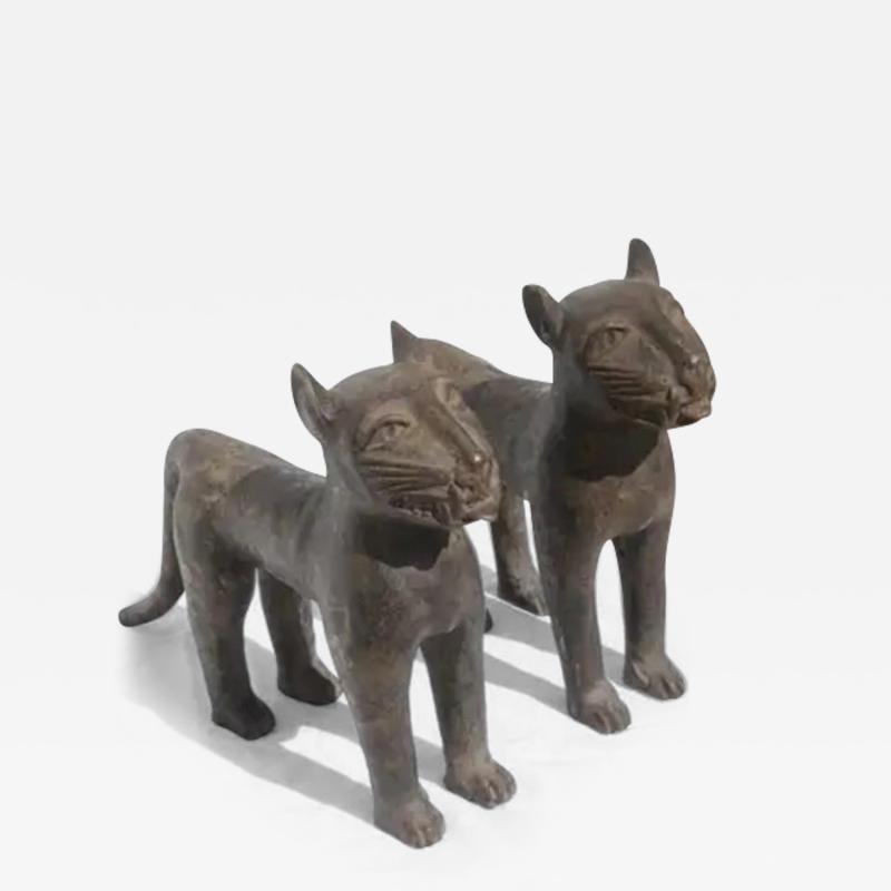 Pair of Brass Jaguar Cubs