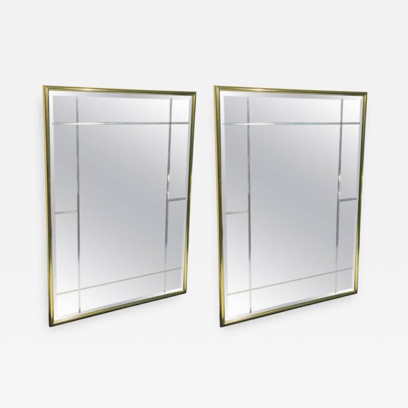 Pair of Brass Mirrors in Die Etched Style