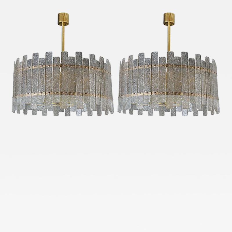 Pair of Brass Murano Glass Chandeliers