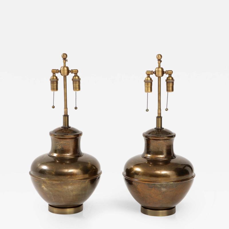 Pair of Brass Urn Shaped Lamps