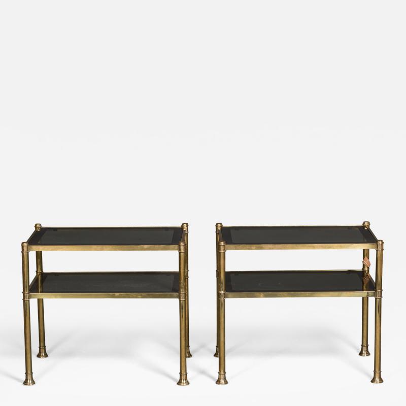 Pair of Brass and Glass Two Tiered Side Tables