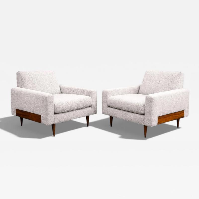 Pair of Brazilian Modern Armchairs in Caviuna Light Gray Sherpa