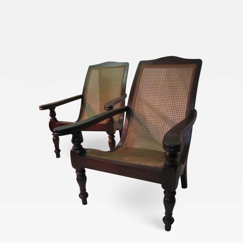 Pair of British Colonial Midcentury Plantation Lounge Chairs