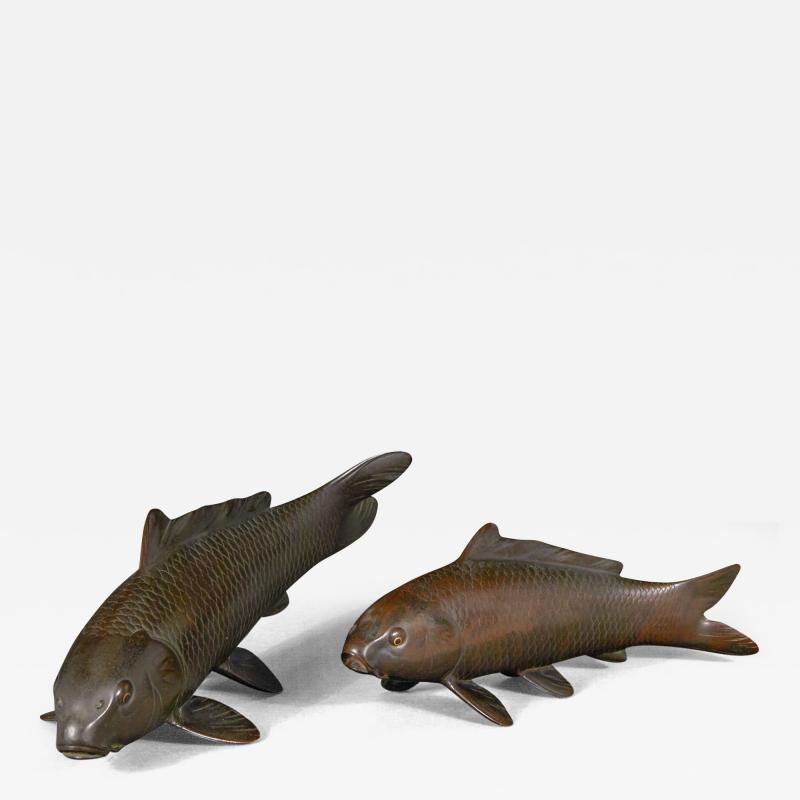 Pair of Bronze Carp