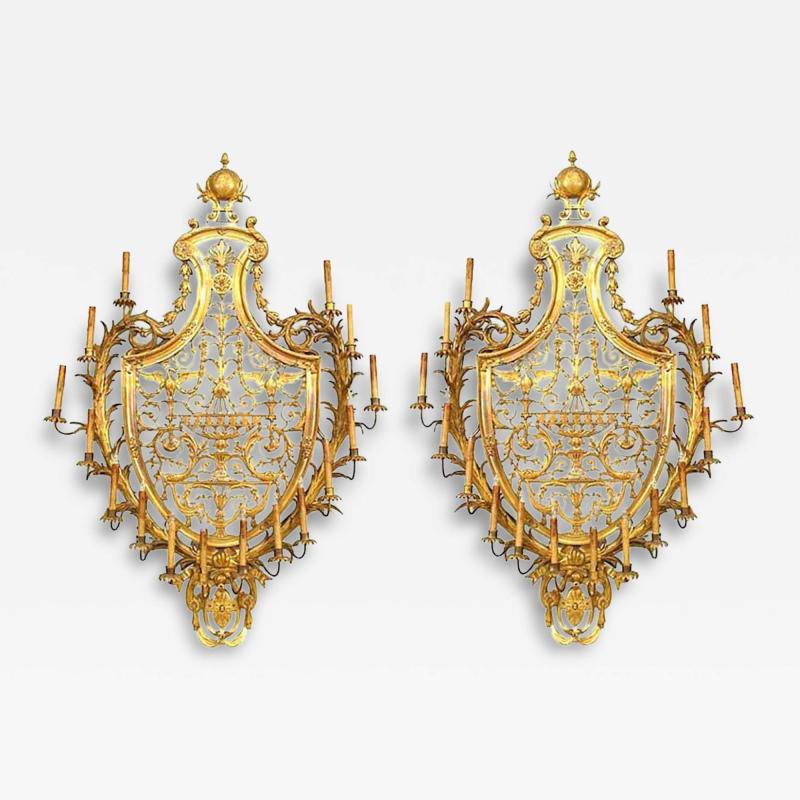 Pair of Caldwell French Empire Style Ormolu Wall Sconces