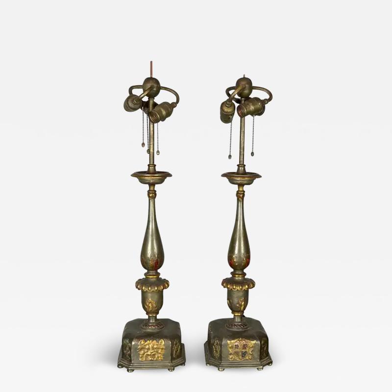 Pair of Caldwell Pewter and Bronze Table Lamps
