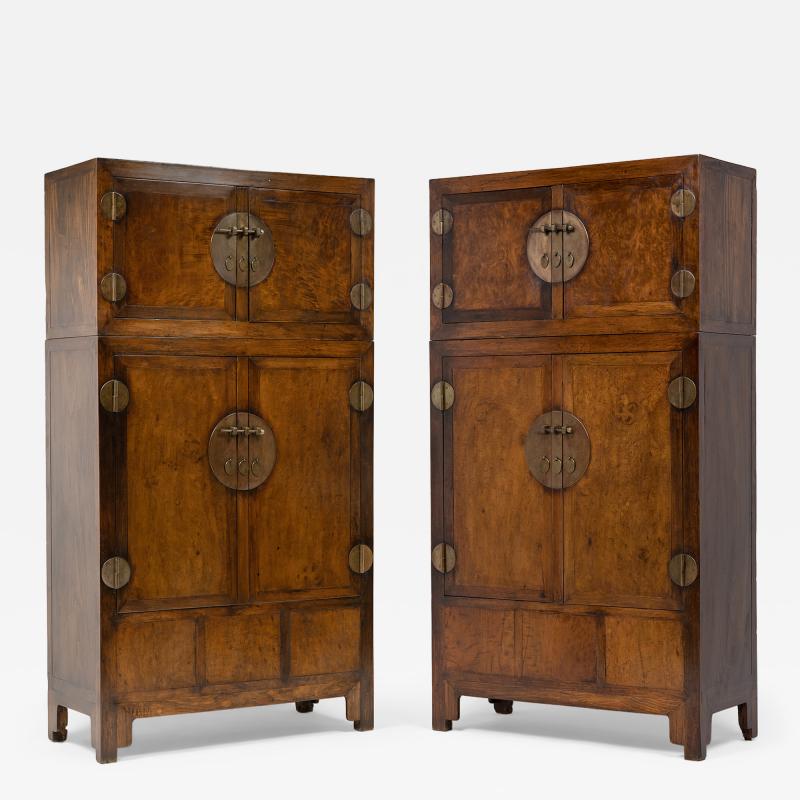 Pair of Camphor Burl Compound Cabinets