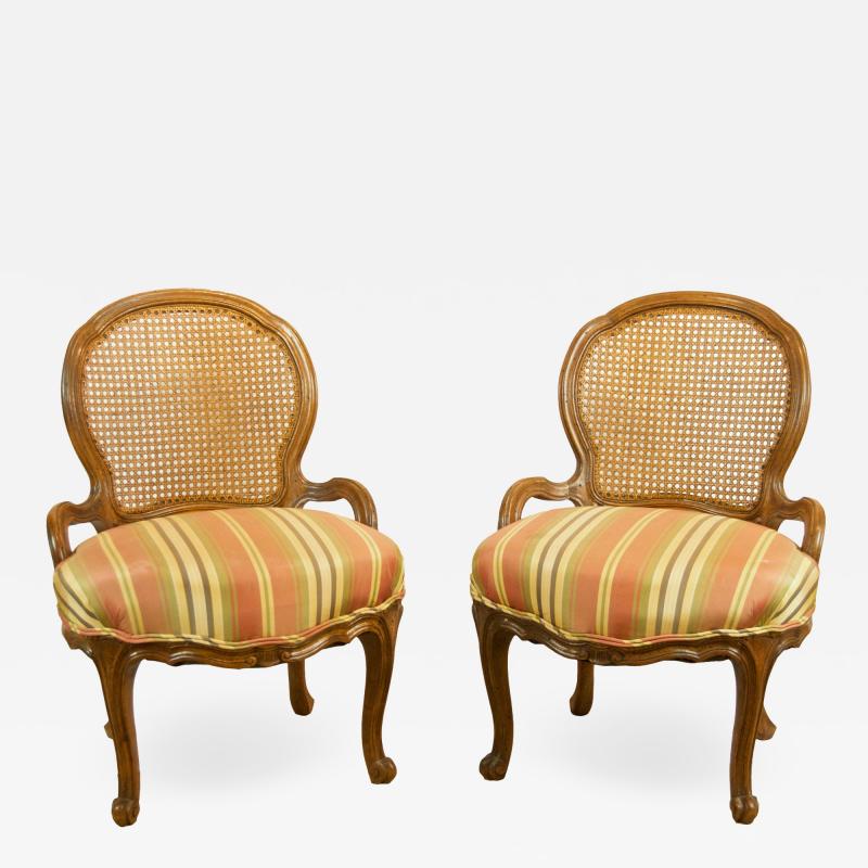 Pair of Caned Slipper Chairs