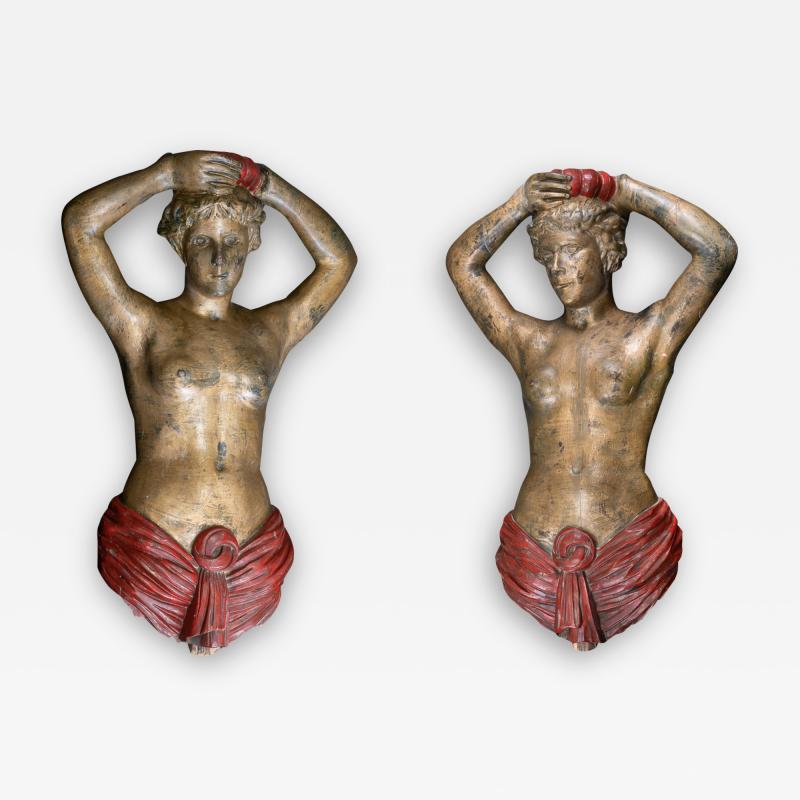 Pair of Carousel Female Torsos attributed to Charles I D Luff from Brooklyn 