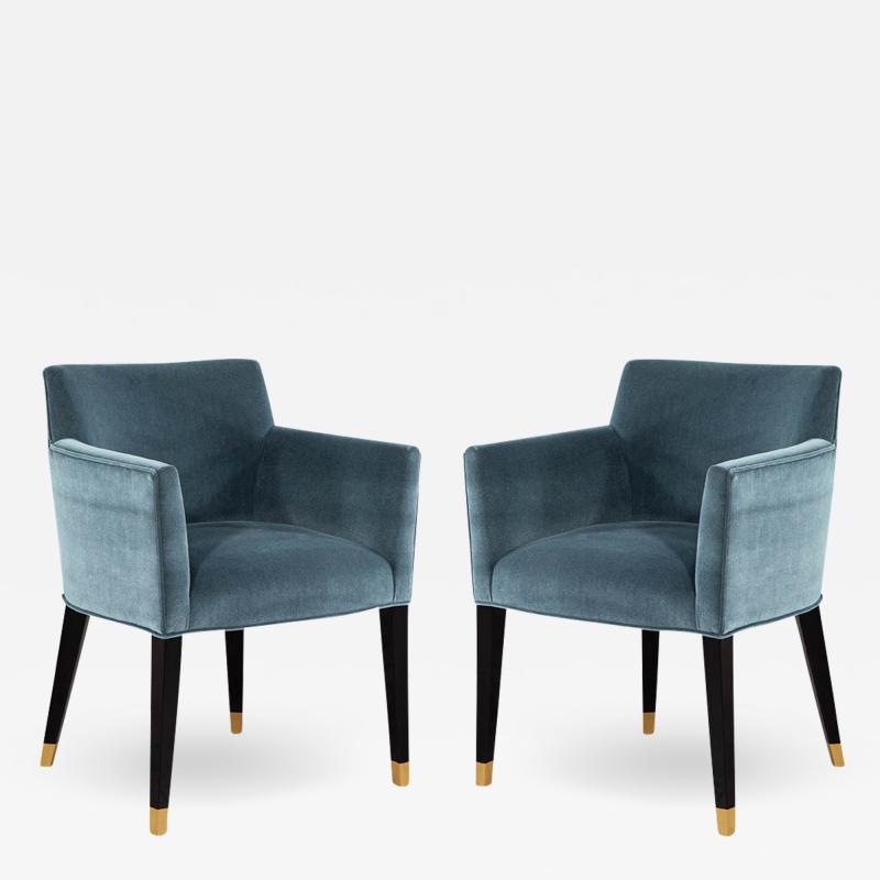 Pair of Carrocel Custom Tonio Dining Chairs with Golden Accents