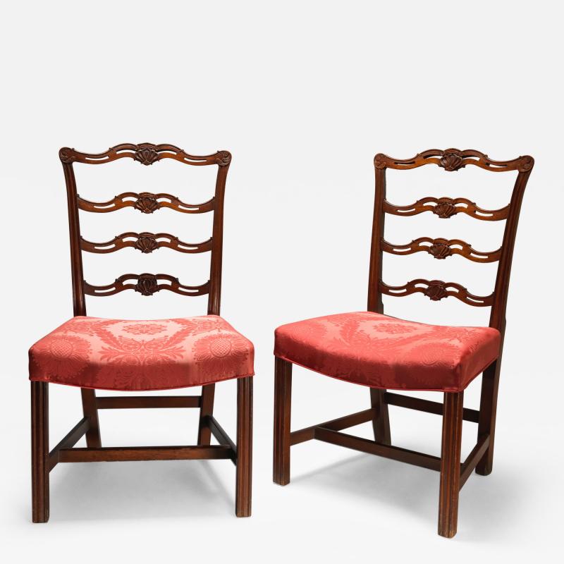 Pair of Carved Chippendale Ribbon or Pretzel Back Side Chairs