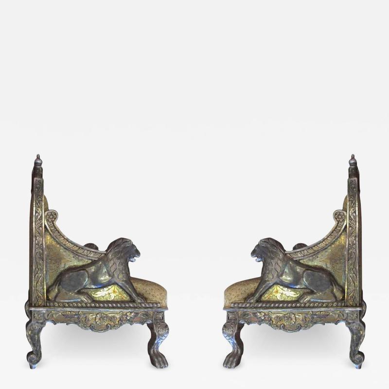 Pair of Carved Silver Gilt Chairs