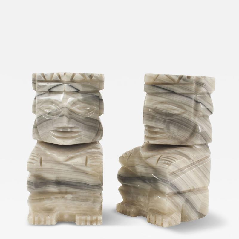 Pair of Carved Stone Aztec Bookends