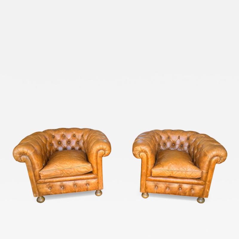 Pair of Chesterfield club armchairs