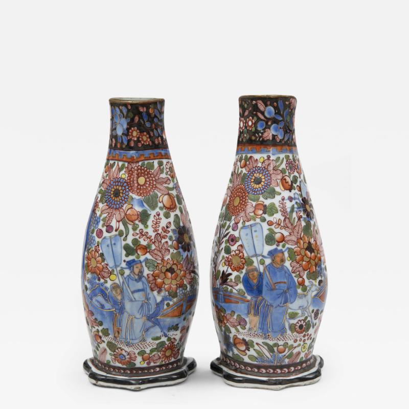 Pair of Chinese Clobbered Wall Pockets Circa 1780