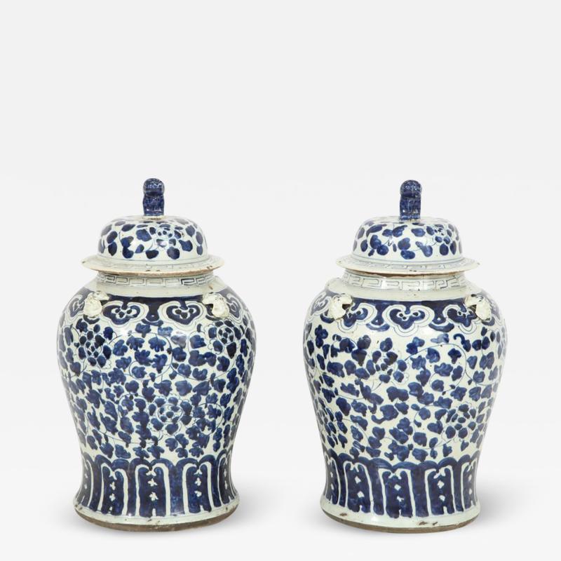 Pair of Chinese Export Jars with Lids