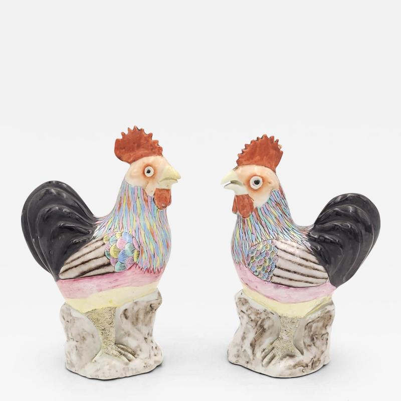 Pair of Chinese Export Roosters circa 1900