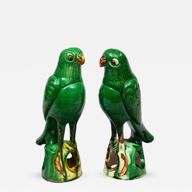 Pair of Chinese Green Parrots Circa 1880