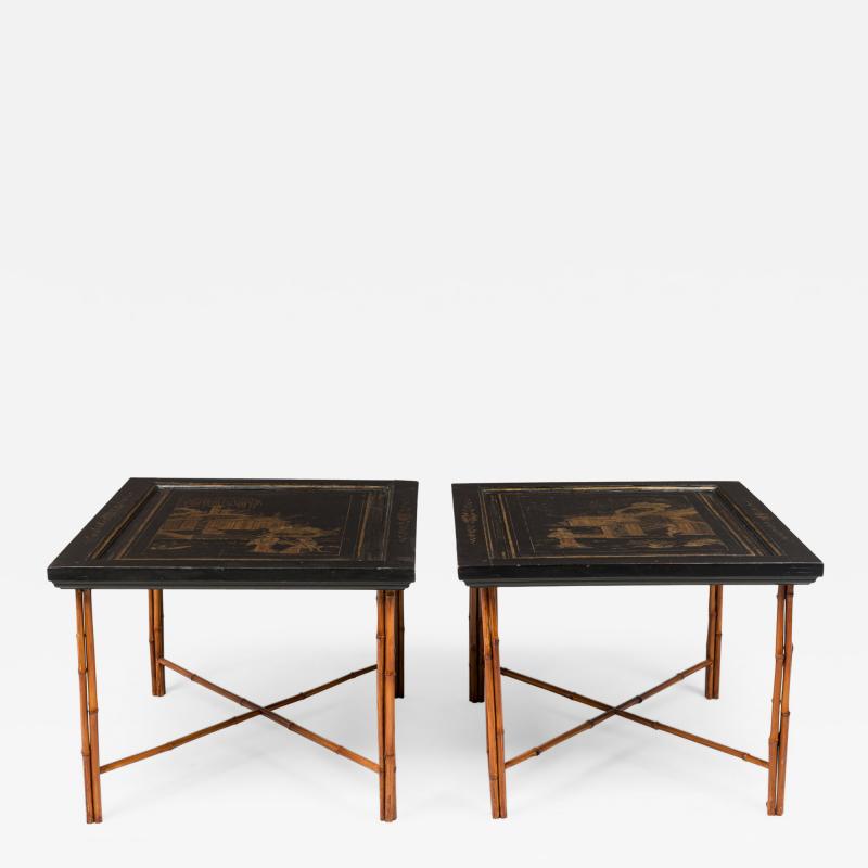 Pair of Chinese Lacquered Panel Coffee Tables