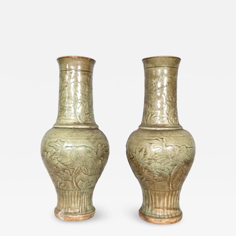 Pair of Chinese Longquan Ware Vases From The Ming Dynasty