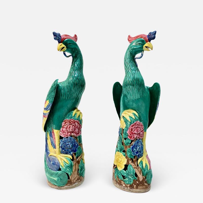 Pair of Chinese Porcelain Phoenix Ho Ho Birds