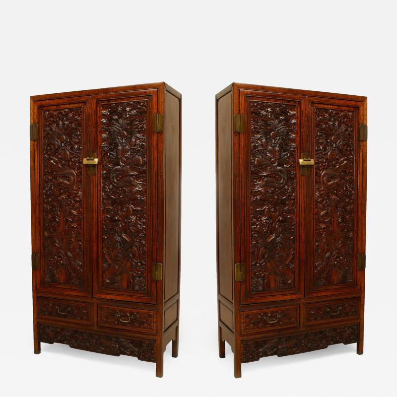 Pair of Chinese Qing Dynasty Hardwood Armoires