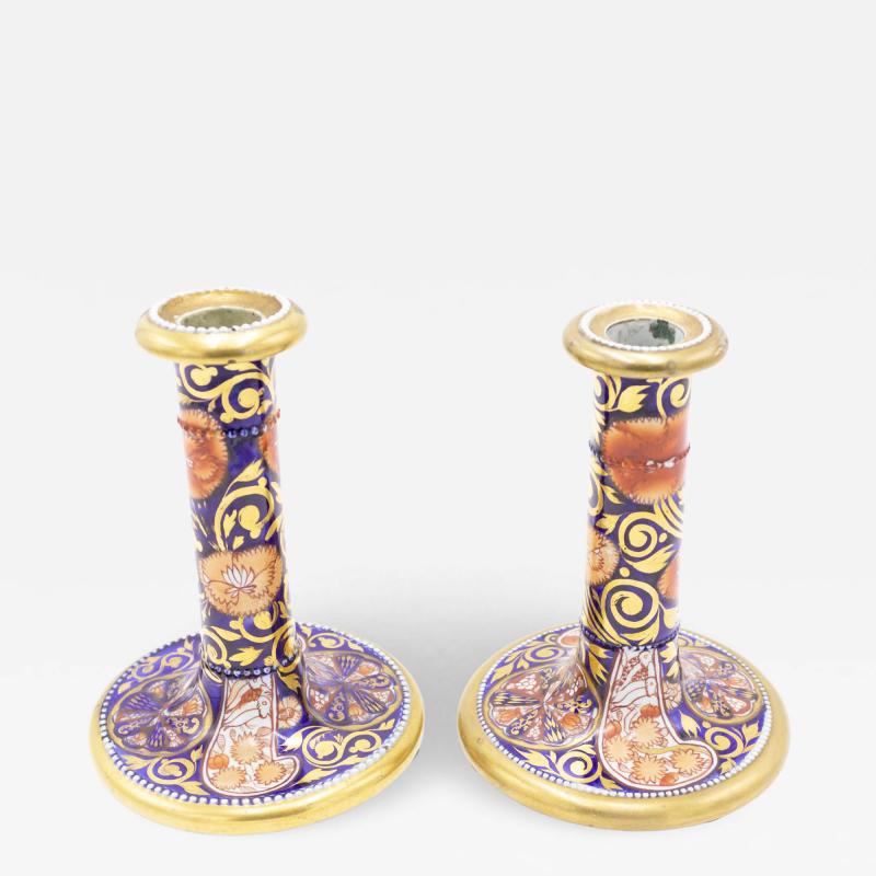 Pair of Chinese Style Imari Porcelain Candlesticks