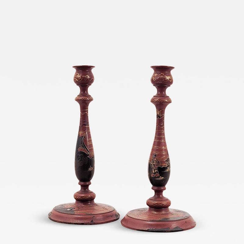 Pair of Chinoiserie Candlesticks England circa 1880