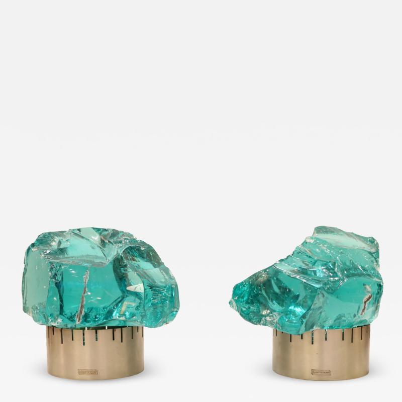 Pair of Chiseled Crystal Table Lamps by Max Ingrand for Saint Gobain