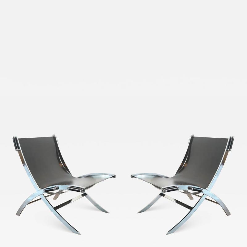 Pair of Chrome Plated Steel Lounge Chairs