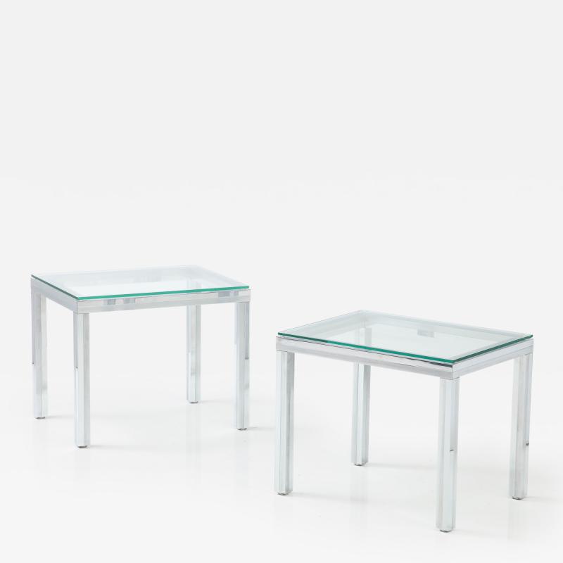 Pair of Chrome Side End Tables 