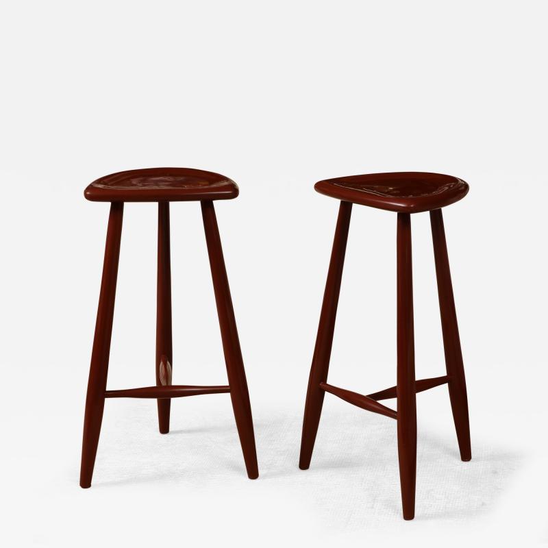 Pair of Cinnabar Lacquer Stools