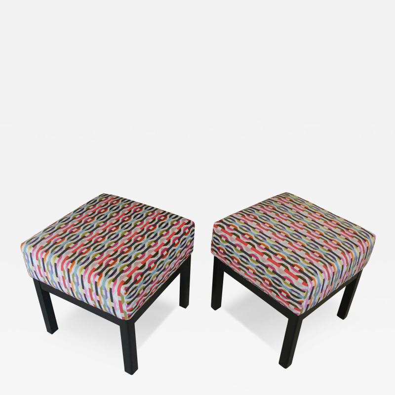 Pair of Classic Low Stools in Fabric from Romos Habanera Collection