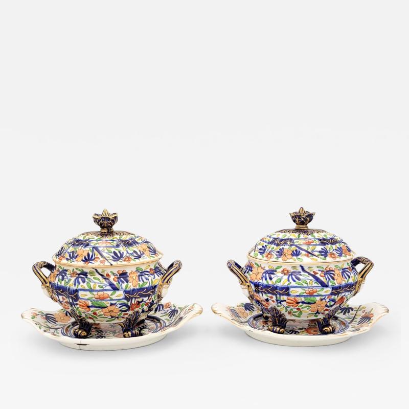 Pair of Coalport Sauce Tureens England circa 1825