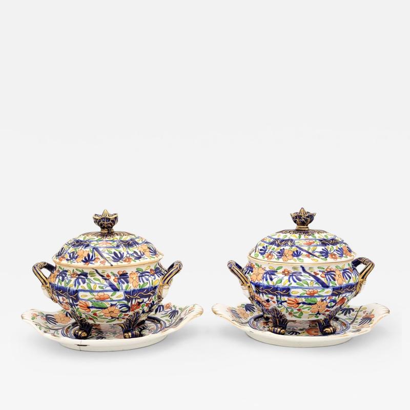 Pair of Coalport Sauce Tureens England circa 1825