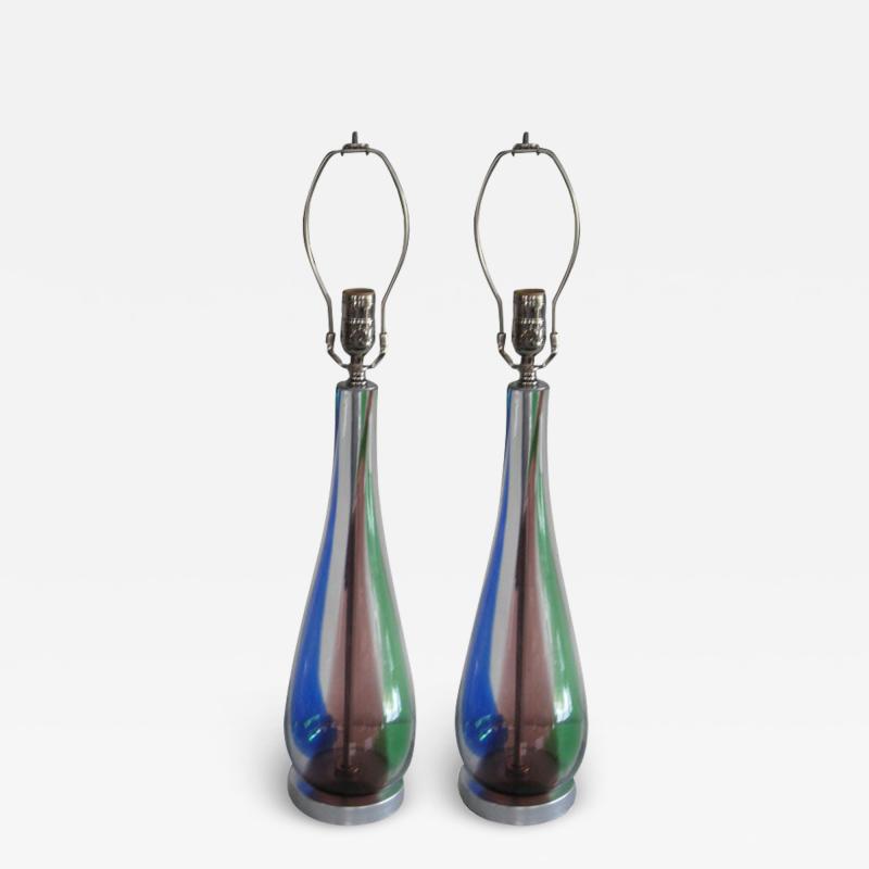 Pair of Colorful Murano Glass Lamps