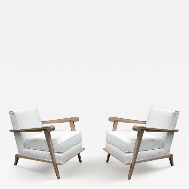 Pair of Contemporary Cerused Oak Armchairs