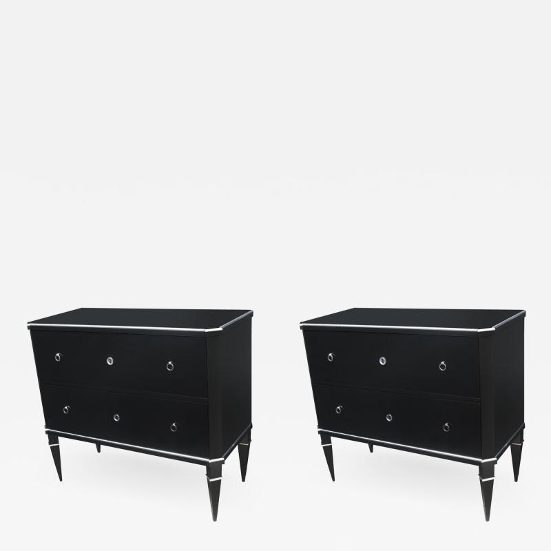 Pair of Contemporary Ebonized Small Chests