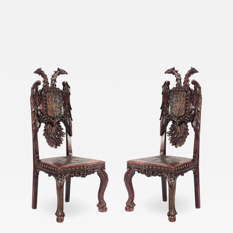 Pair of Continental Baroque Pine Side Chairs