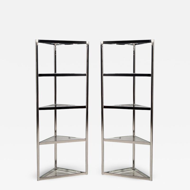 Pair of Corner Polished Stainless Steel Etegeres