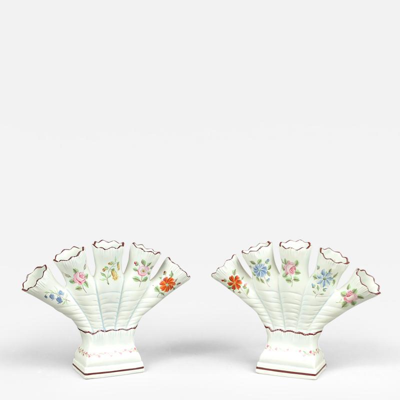 Pair of Creamware Finger Vases or Tulipieres