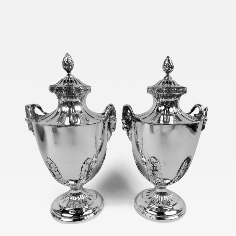 Pair of Crichton English Edwardian Classical Covered Urns 1918