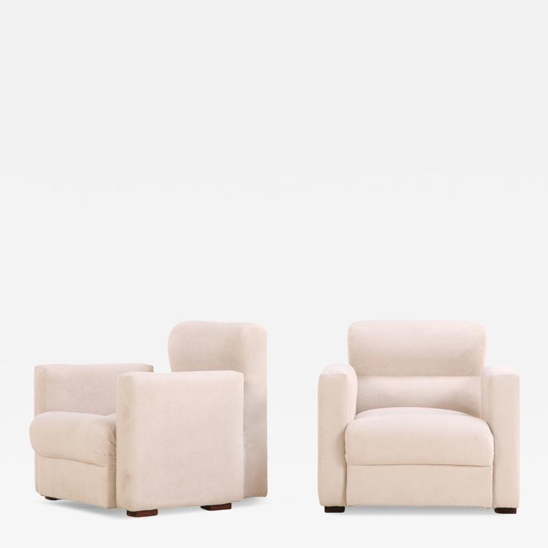 Pair of Cubist Style Upholstered Lounge Chairs C 1955 