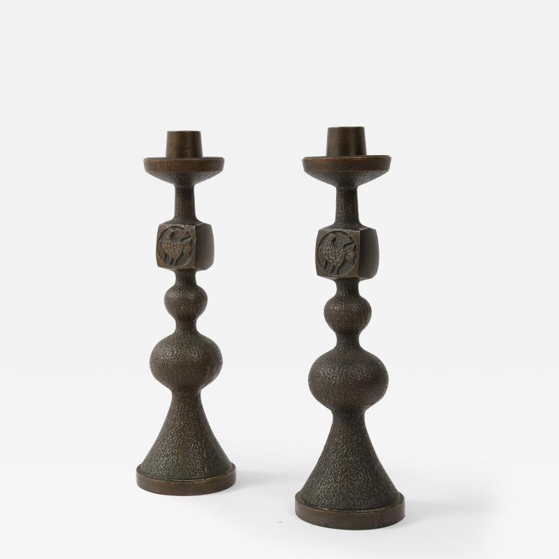 Pair of Danish Bronze Candlesticks 1960