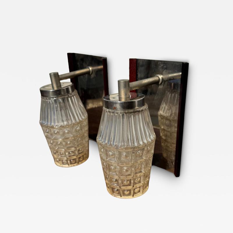 Pair of Danish Chrome and Rosewood Wall Lamp Sconces