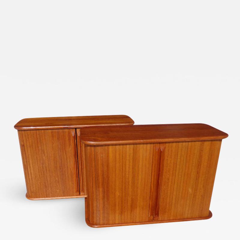 Pair of Danish Tambour Wall Units