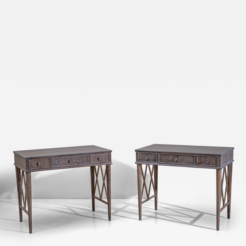 Pair of Desks in Limed Oak Mid 20th Century