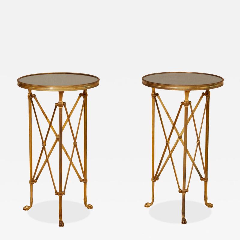Pair of Directoire Style Gilt Bronze and Marble Gu ridons