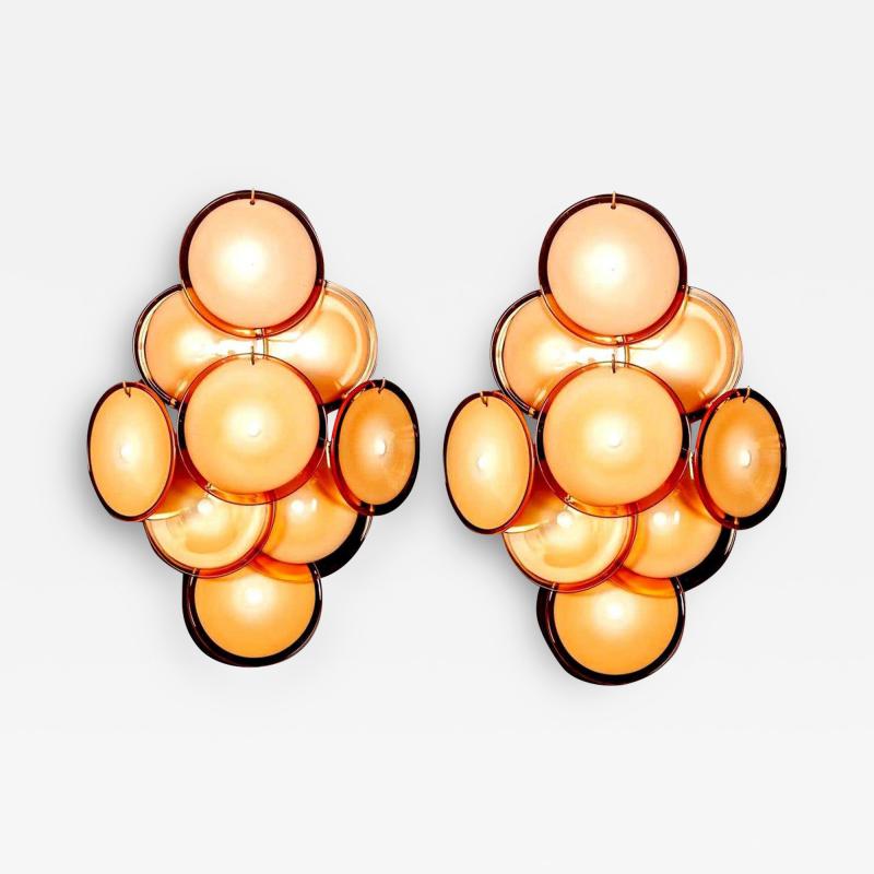 Pair of Disc Murano Glass Sconces or Wall Light 1970s