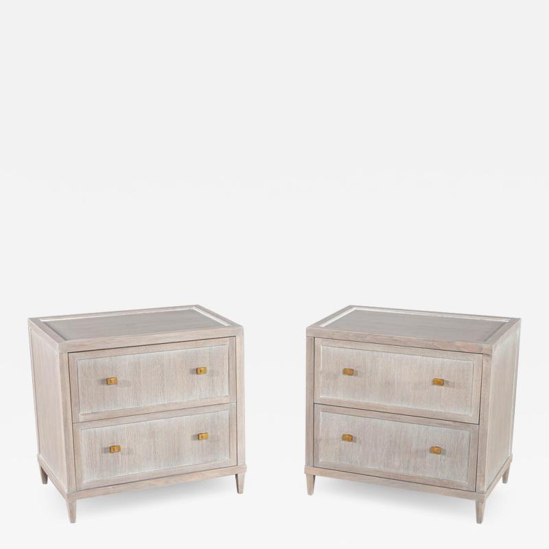 Pair of Distressed Washed Oak Nightstands End Tables